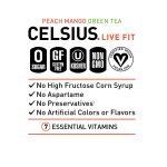 CELSIUS Peach Mango Green Tea, Functional Essential Energy Drink 12 Fl Oz (Pack of 12) - Image 3